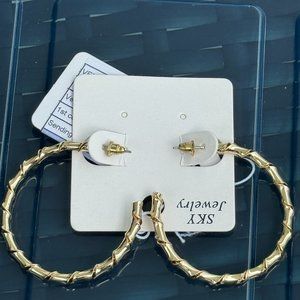 Gold Tone Twisted Open Hoop Earrings